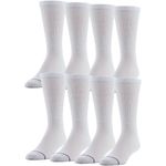 MediPEDS Men's 8 Pack Diabetic Crew Socks with Non-Binding Top, White, Shoe Size: Men 9-12 / Women 10-13