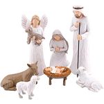 CHUANGLI Nativity Set for Christmas Indoor, Resin Nativity Scene Set with Figures, Traditional Nativity Manger Scene Figurine Statue Set Christmas Nativity Jesus Birth Sets for Decorations