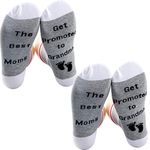 PXTIDY New Grandma Gifts Socks The Best Moms Get Promoted to Grandma Socks Baby Reveal Gift For Mom New Grandmother (2pairs/set)