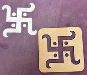 Swastika/Swastik Rangoli Colors Stencils Template Design Set (Wooden MDF) For Floor Puja Room Door Entrance Home Margashirsha Makar Sankranti Haldi Kumkum Diwali Festival Decoration (Swastika Small 4x4 Inch)