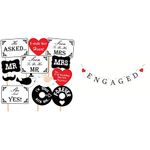 SYGA Pre Wedding Party Photo Booth Props, Multi Colour (Set of 13) & Engagement Banner, Bridal Shower Banner, Bridal Shower Decor, Engagement Party Photo Props Banner