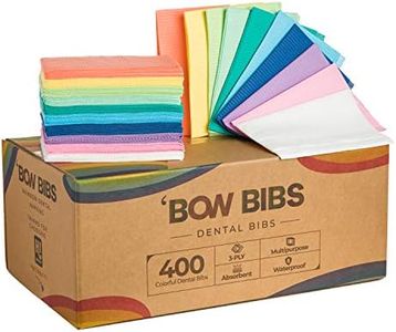 'Bow Bibs-Waterproof Disposable Rainbow Dental Bibs (400 QTY) Large 3-Ply Napkins for Dental Offices, Tattooing, Piercing, Nails, Esthetician & Lash Supply- Soft & Fluid Resistant - Arrives Sealed