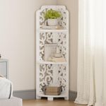 Dripex White Corner Shelves Free Standing Shelf Floor Storage Unit for Bathroom, Living Room, Bedroom, Kitchen, Balcony or Office(3 Tier Baroque)