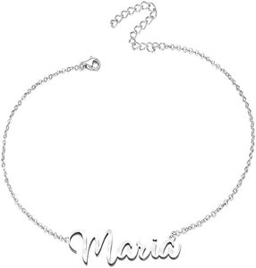 various Braccialetto da donna con nome in acciaio inossidabile-braccialetto nome personalizzato argento per donna-regali personalizzati per donna mamma ragazza coppie, migliore amica, Lega di acciaio