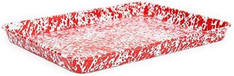 Enamelware Jelly Roll Pan, 16.25 x 12.5 inches, Red/White Splatter