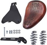 labwork Motorcycle Crocodile Style Leather Cushion Solo Seat with Cushion Spring Base Plate Bracket Replacement for Honda/Yamaha/Kawasaki Chopper Bobber Dyna Spirit Sportster XL Dyna Shadow Spirit