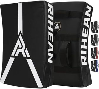 RIHEAN Martial Arts Kicking Shields - Kick Pad for Muay Thai, Taekwondo, Football, Basketball, Hockey Training - Denser Foam, Eco-Friendly PVC Leather Cover - Kick Shield Black