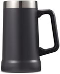 KooK Beer Stein, Stainless Steel Coffee Mug, Tumbler with Thermal Vacuum Insulation, Double Walled Drinking Cup, Large Handle, Shatterproof, Storm Grey, 23.7 oz, KM1BS23G