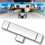 SkycropHD 15.2" Rear View Mirror with Baby Mirror, Clip on Wide Angle Car Interior Panoramic Rearview Mirror to Eliminate Blind Spots – Convex, White