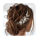 JAKAWIN Bride Wedding Hair Comb Pearl Flower Hair Piece Rhinestone Bridal Hair Accessories for Women HC034 (Silver)