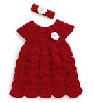 WOONIE Handmade Woolen Frock (12-18 Months) Red