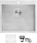 Ruvati Topmount Laundry 22" x 22" x 12" Deep Utility Sink 16 Gauge Stainless Steel - RVU6022