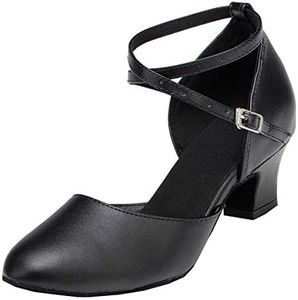 MINITOO Women's Leather Salsa Latin Dance Shoes Tango Shoes, Black 5 cm Heel., 9 AU