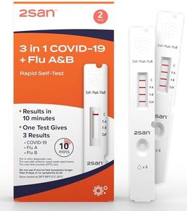 2San COVID-19 and Flu A&B, Antigen Rapid Combo Test, Results in 15 Minutes, 3-in-1 Flu + Covid Test Kit at Home, Easy to Use Nasal Swab for Home (2 Pack)