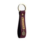 The Messy Corner Personalized Leather Keychain | For Men, Women & Kids | Customizable Keychain Featuring A Charm And Name Tag | Durable And Enduring Unisex Present With Metal Ring | Wine, Pink