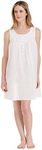 Eileen West Nightgowns for Women, Short Poetic Cotton Sleeveless Lightweight Night Shirt, White, Medium