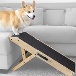 Dog ramp for Couch PRIORPET - Birchwood Foldable Dog ramp - Adjustable 7" to 20" - Landing Platform Seamlessly Connects - Anti-Slip Grip - Pet Ramp for Small Dogs up to 170lbs - Natural