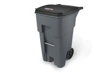Rubbermaid Commercial 9W21GY Brute Rollout Heavy-Duty Waste Container, Square, Polyethylene, 65gal, Gray