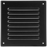 Vent Systems 165 x 165 mm / 6.50" x 6.50" Inch - Black Metal Vent Cover - Square Soffit Air Vent Louver - Grille Cover - Built-in Insect Screen - HVAC Vents for Bathroom, Home Office, Kitchen