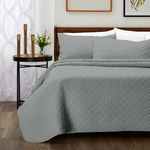 Cosy House Collection Luxury Rayon Derived from Bamboo 2-Piece Quilt Set - Ultra Soft Quilted Coverlet Bedspread - Classic Weave Stitch - Includes Quilt and 1 Pillow Sham (Twin/Twin XL, Grey)