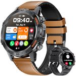 Military Smart Watch for Android iOS,1.39" Smart Watch for Men with Answer/Make Calls 400mAH,100+ Sport Modes,Heart Rate/Spo2/Sleep Tracker Fitness Sports Watch Black Leather Strap