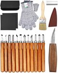 Wood Carving Tools Kit for Beginners 23pcs Hand Carving Knife Set Craft Engraving Supplies Include All-Purpose Cutting Knife and Detail Knife with Cut Resistant Gloves for Kids Adults Woodcrafts DIY