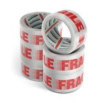 Merrimen Strong Heavy Duty Roll Pack Fragile Packaging Tape, Secure Sticky Sealing Tape for Parcel Boxes, Moving Boxes, Large Postal Bags for Long Term Storage, (48MM x 66M) (6 rolls, Fragile)