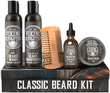 Viking Revolution - Kit Barbe Homme - Adoucit & Hydrate - avec Shampoing & Après Shampoing Barbe, Peigne Barbe, Baume & Huile Barbe Homme - Cadeau Homme - Classic