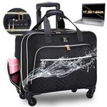 Rolling Laptop Bag with 4 Spinner Wheels, 17.3 Inch & TSA Lock Large Rolling Briefcase for Men Women, Waterproof Overnight Roller Carry Computer Case for Travel Work Business Teacher Gifts, Black