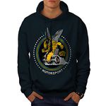 Wellcoda Super Bee Car Sport Mens Hoodie, Motor Denim Hooded Sweatshirt Navy 4XL