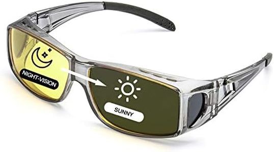 LVIOE Wrap Around Night-Vision Glasses, Fit Over Prescription Glasses with Polarized Yellow Lens Night-Driving Glasses