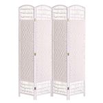 INMOZATA 4 Panel Room Dividers Free Standing Hand Made Wicker Folding Screens and Room Dividers Room Divider Screen for Office Bedroom Living Room