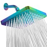 SparkPod Shower Head - High Pressure Rain - Premium Quality Luxury Design - 1-Min Install - Easy Clean Adjustable Replacement for Your Bathroom Shower Heads (Radiant Rainbow, 8 Inch Square)