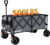 220L Collapsible Foldable Wagon with 500lbs Weight Capacity, Utility Wagon Cart Heavy Duty,with Big All-Terrain Beach Wheels & Drink Holders,for Camping, Garden, Sports, Shopping, Beach,Gray