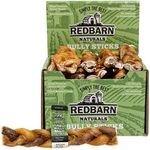 Redbarn 7" Braided Bully Sticks for Dogs. Natural, Grain-Free, Highly Palatable, Long-Lasting Dental Chews Sourced from Free-Range, Grass-Fed Cattle (3 Sticks)