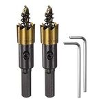 HARFINGTON 2pcs Hole Saws 14mm (9/16") M35 HSS (High Speed Steel) Titanium Coated Drill Bits Cutters Openers for Stainless Steel Aluminum Alloy Metal Wood Plastic