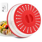 Microwave Splatter Cover, Microwave Food Cover, Collapsible Microwave Plate Cover for Food, Fruit, Vegetables, Drainer (red)