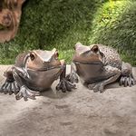 Pelle & Sol Set of 2 Frogs Garden Ornaments, Garden Ornaments Outdoor | Resin Accessories, Animal Garden Decorations for Patio Lawn Garden Decor, Garden Accessories, Garden Ornament & Garden Gifts