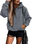 SHEWIN Hoodies Women Casual Sweatshirts Loose Fit Fall Long Sleeve Tops with Pockets,Grey,(XXL)