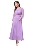 AAYU Women Fit and Flare Georgette Solid Lavender Dress (42 Size)