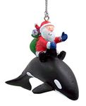 Wowser Santa Riding an Orca Whale Christmas Ornament, 2 1/2 Inches Tall