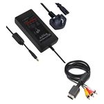 Childhood AC Power Adapter Charger UK Plug Power Supply With AV Audio Video Cable Cord for Playstation 2 PS 2 70000 System