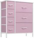 YITAHOME Dresser for Bedroom, 7 Drawers Fabric Dresser, Organizer Unit for Living Room, Hallway, Closets - Sturdy Steel Frame, Wooden Top & Easy Pull Fabric Bins (Pink)