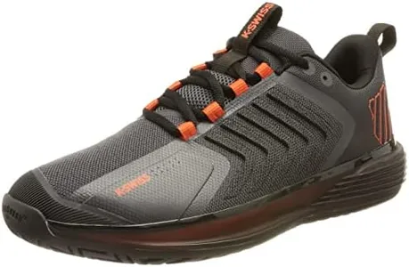 K-Swiss Men's Ultrashot 3 Tennis Shoe, Asphalt/Jet Black/Spicy Orange,9 M