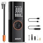 ZGZUXO Tire Inflator Portable Air Compressor, Cordless 7800mAh Battery & 12V DC Dual Power Air Pump for Car Tires, 150PSI Bike Tire Pump with Pressure Gauge LCD Dual Screen for Car Bike Motor Ball