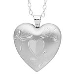 Alexander Castle 925 Sterling Silver Locket Necklace for Women - Girls 4 Photo Locket - 24mm x 24mm Butterfly Heart Locket with 18" Silver Chain & Jewellery Gift Box