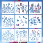 Flower Stencils and Templates for Painting - Stencils for Wood Signs - Ideal Wall Stencils for Painting and Creating Craft Projects on Furniture, Canvas, Wildflower Stencil Sign Decor and More