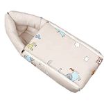 R for Rabbit Snuggy Baby Sleeping Bag & Carry Nest 100% Cotton Bedding Set for New Born Babies, Portable & Travel Friendly 3 in 1 Convertible Holding Bed, Sleeping Mattress Set of 0 to 12 months Infants 75x48 Cm (Tan Brown)