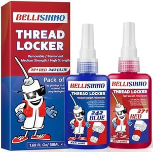 Thread Lock Blue 242 and Red 271, Medium and Strong Strength Lock Tight Threadlocker, Thread Lock for Nuts, Bolts, Fasteners and Metals, Anaerobic Curing Metal Glue to Prevent Loosening and Corrosion