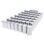 Grandroad auto 60 Pack Lug Nut Covers, 33mm by 3-1/2" Thread On Flat Top Cylinder Nut Cover Caps ABS Chrome Plastic Anti-Rust Screw-on Lug Nut Covers for Semi Trucks Trailers